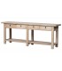 Consola japandi madera natural con 4 cajones y estante inferior.