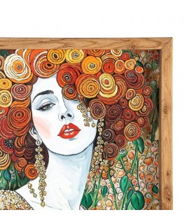 Cuadro vertical art decó con marco madera y cristal impreso. 1