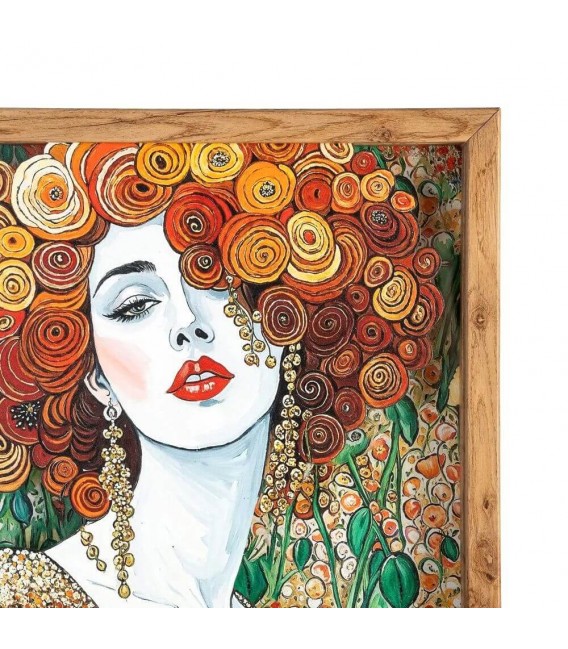 Cuadro vertical art decó con marco madera y cristal impreso. 1