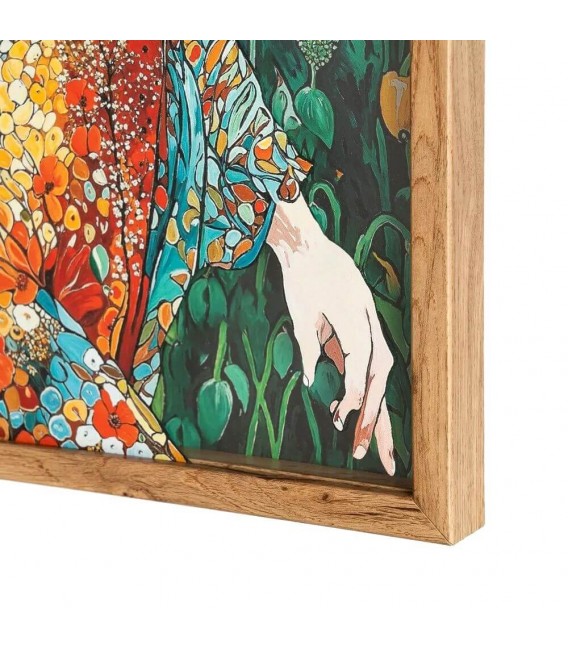 Cuadro vertical art decó con marco madera y cristal impreso. 2