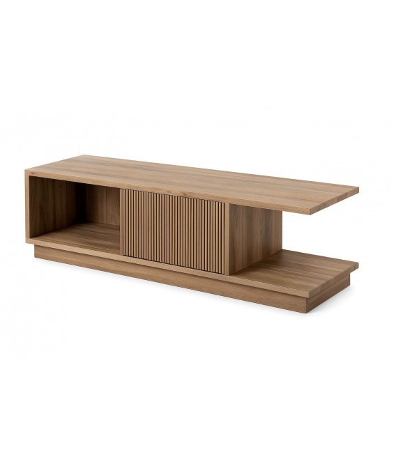 Mueble de TV boho chic en madera maciza de teca natural puerta.