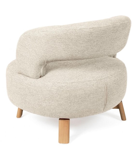 Butaca giratoria nórdica madera haya y chenilla beige natural 3