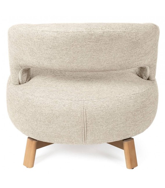 Butaca giratoria nórdica madera haya y chenilla beige natural 4