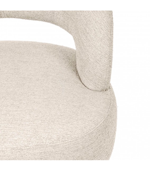 Butaca giratoria nórdica madera haya y chenilla beige natural 6