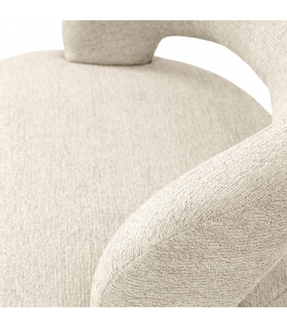 Butaca giratoria nórdica madera haya y chenilla beige natural 5