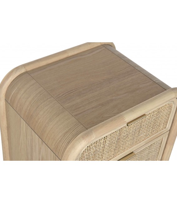 Sinfonier boho madera abeto y ratán natural con tiradores dorados 3