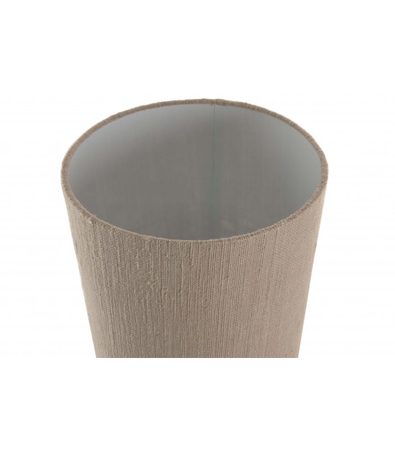 Lámpara XL boho madera teca natural con pantalla lino color topo 2