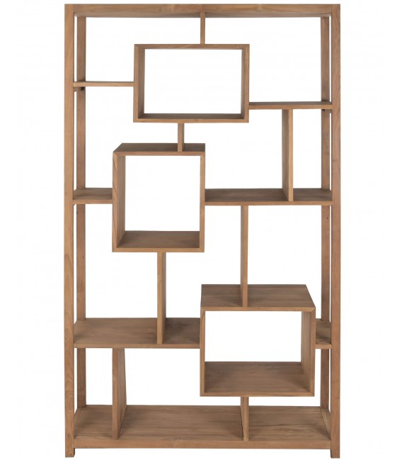 Estantería boho en madera natural reciclada de teca artesanal.2