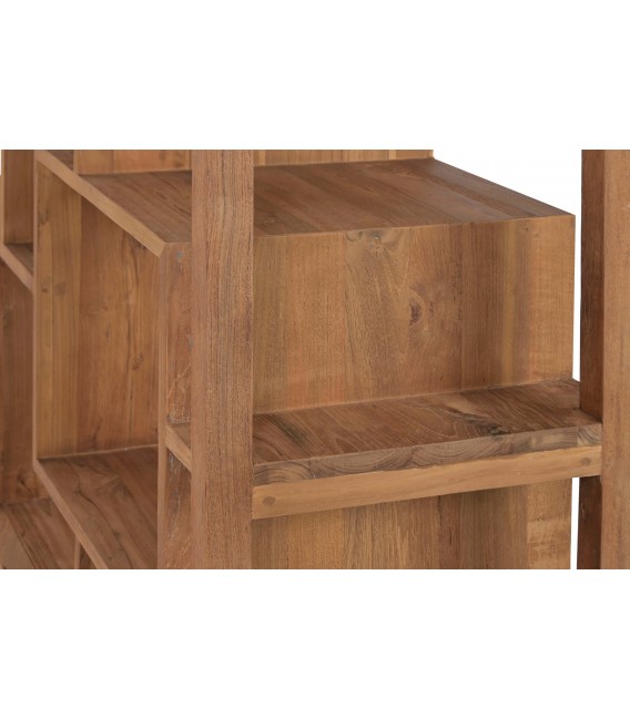 Estantería boho en madera natural reciclada de teca artesanal.7