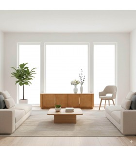 Mueble de TV contemporáneo en madera natural y travertino Mdmhogar