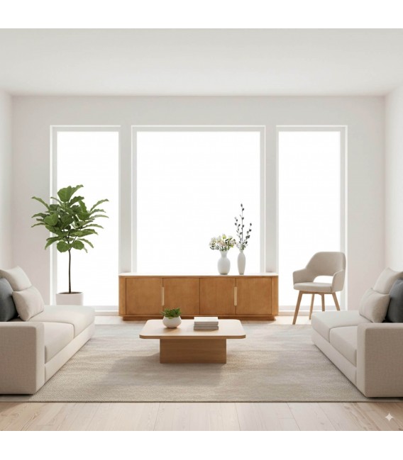 Mueble de TV contemporáneo en madera natural y travertino Mdmhogar