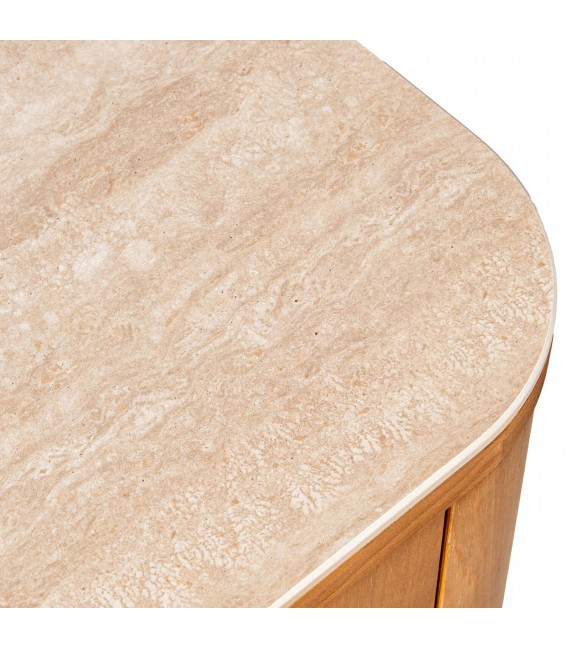 Mueble de TV contemporáneo en madera natural y travertino 4