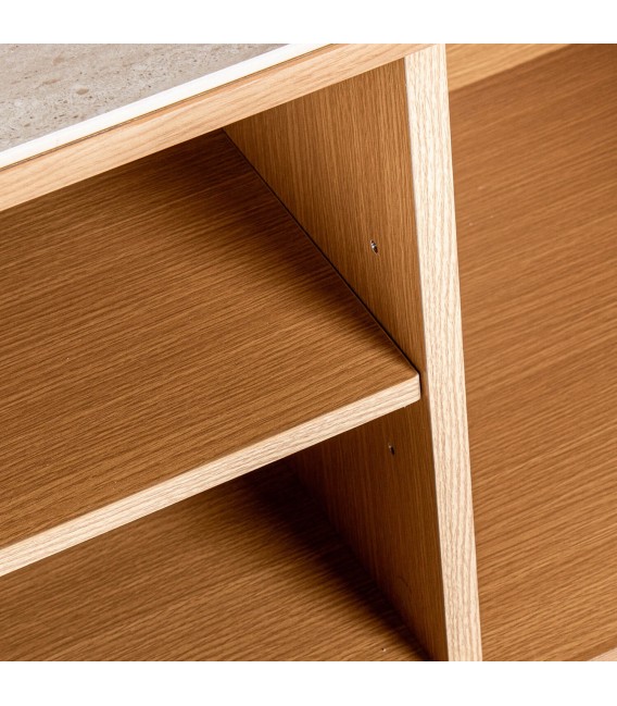Mueble de TV contemporáneo en madera natural y travertino 7