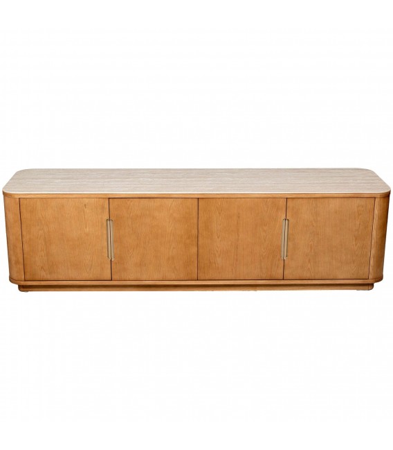 Mueble de TV contemporáneo en madera natural y travertino 1