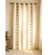 Set 2 cortinas algodón beige con cenefas verdes y detalle en yute Mdmhogar