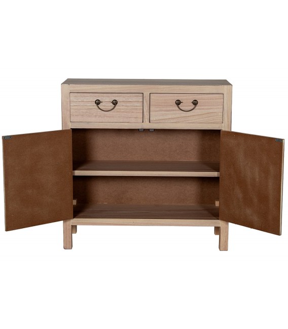 Taquillón oriental en madera natural y metal bronce patinado 2