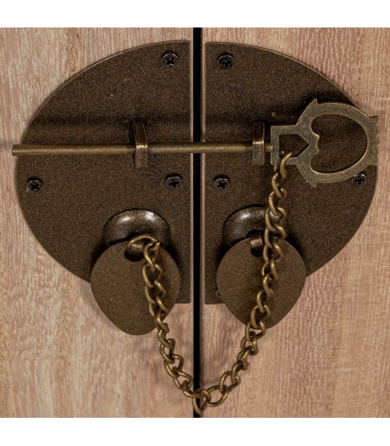 Taquillón oriental en madera natural y metal bronce patinado 6