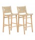 Set 2 taburetes de barra cómodo madera hevea y yute trenzado natural.