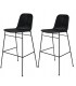 Set 2 taburetes negro con asiento de ratán trenzado y metal negro.