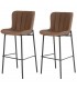 Set 2 taburetes polipiel marrón con patas metálicas negras