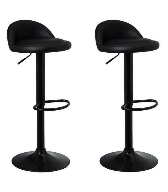 TABURETE BARRA REGULABLE EN ALTURA METAL Y POLIPIEL ACABADO NEGRO