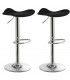 SET 2 TABURETES BARRA ELEVABLE GIRATORIO METAL CROMADO POLIPIEL NEGRA