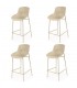 Set 4 taburetes beige nórdicos con base metálica resistente.