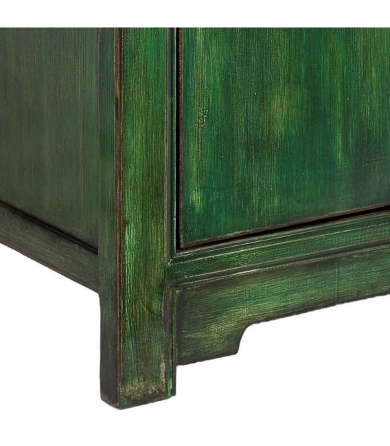 Armario madera verde patinado con herrajes bronce oriental 7