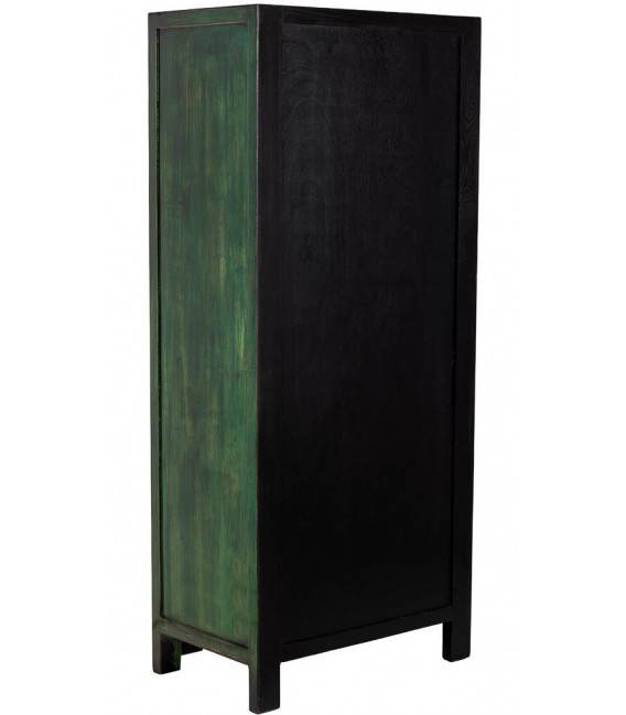 Armario madera verde patinado con herrajes bronce oriental 3