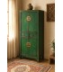 Armario madera verde patinado con herrajes bronce oriental Mdmhogar
