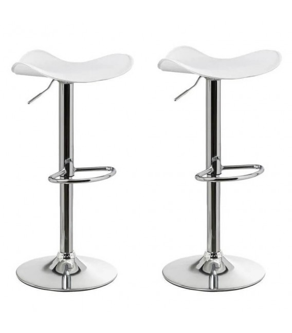 Set 2 taburetes barra regulable en altura y giratorio polipiel blanca