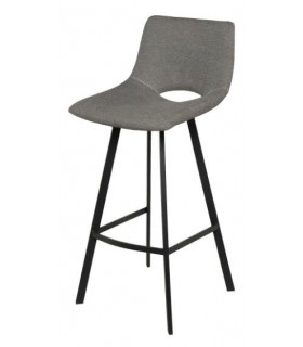Taburete para barra tapizado en tela chenilla color gris oscuro