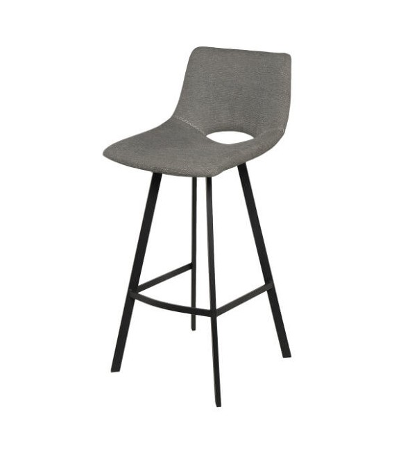 Taburete para barra tapizado en tela chenilla color gris oscuro