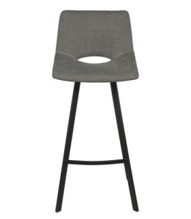 Taburete para barra tapizado en tela chenilla color gris oscuro 1