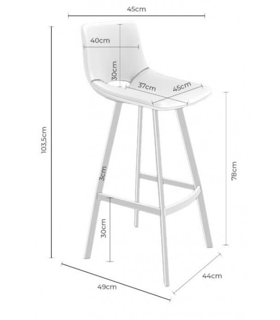 Taburete para barra tapizado en tela chenilla color gris oscuro 7