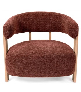 Butaca nórdica madera natural tapizada en cálido color teja 1