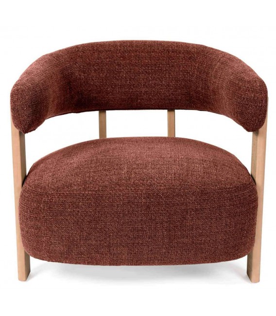 Butaca nórdica madera natural tapizada en cálido color teja 1