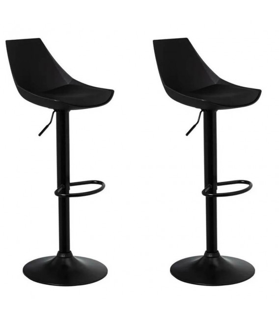 Set 2 taburetes para barra regulable en altura y giratorio negros