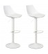 Set 2 taburetes para barra regulables en altura y giratorio blancos
