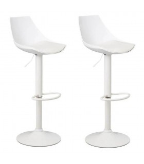 Set 2 taburetes para barra regulables en altura y giratorio blancos