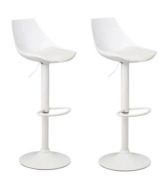 Set 2 taburetes para barra regulables en altura y giratorio blancos