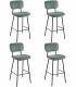Set 4 taburetes barra muy cómodo metal negro pana color menta.