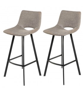 Set 2 taburetes metal negro y tela topo estilo contemporáneo Mdmhogar