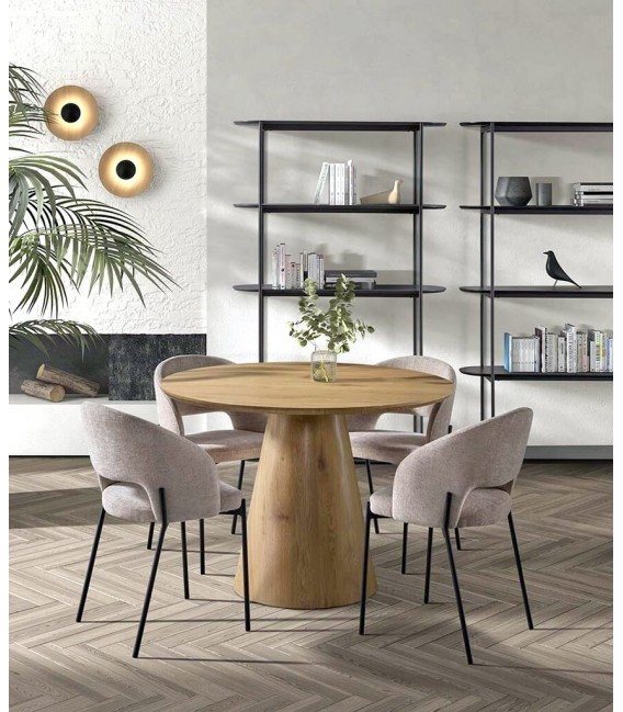 Mesa de comedor redonda roble