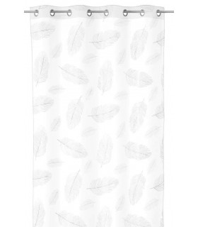 Set 2 visillos poliéster blanco con estampado gris plata