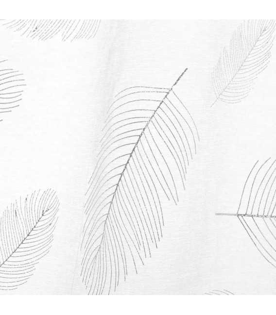 Set 2 visillos poliéster blanco con estampado gris plata 2