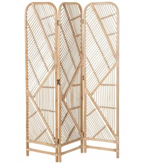 Biombo 3 hojas bambú y ratán natural trenzado artesanal boho1