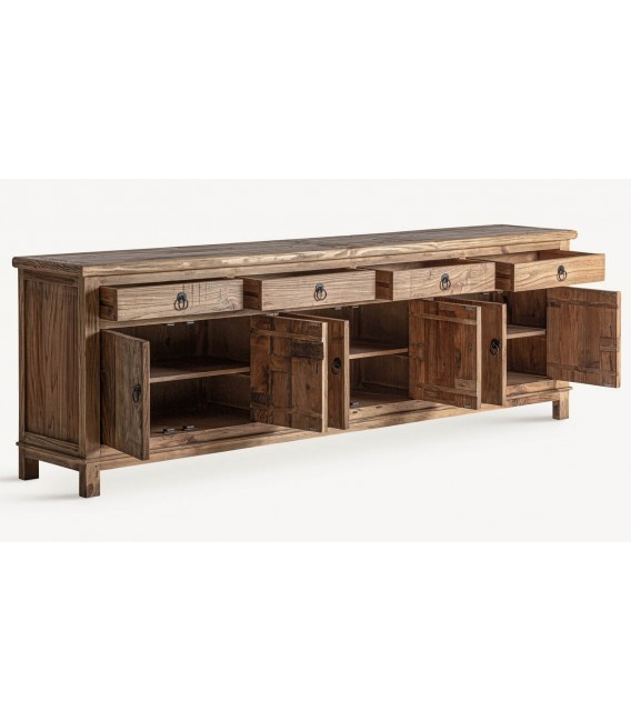 Aparador XL madera olmo natural con herrajes hierro negro 2