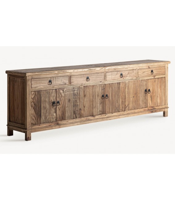 Aparador XL madera olmo natural con herrajes hierro negro 1