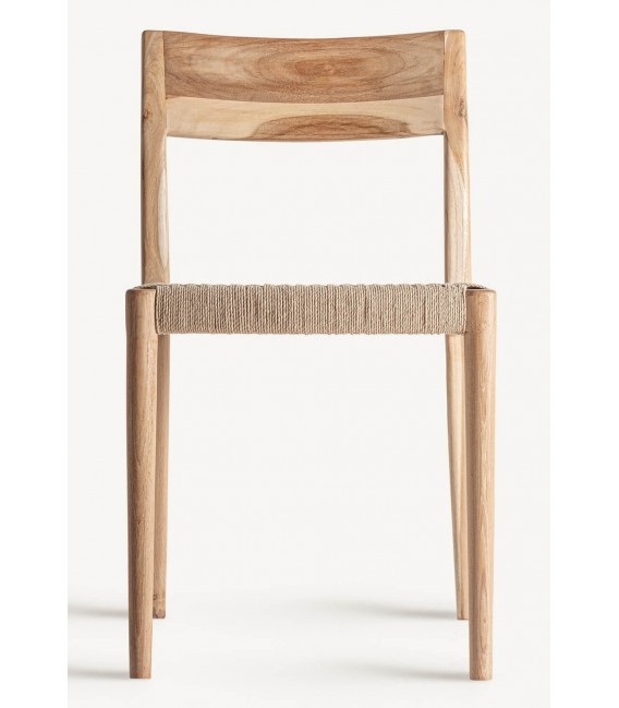 Set 2 sillas comedor madera teca y fibras naturales artesanal 1